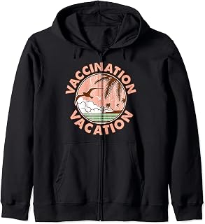 Funny Vaccination Vacation Vacay Mode Vaccine Immunity Retro Zip Hoodie