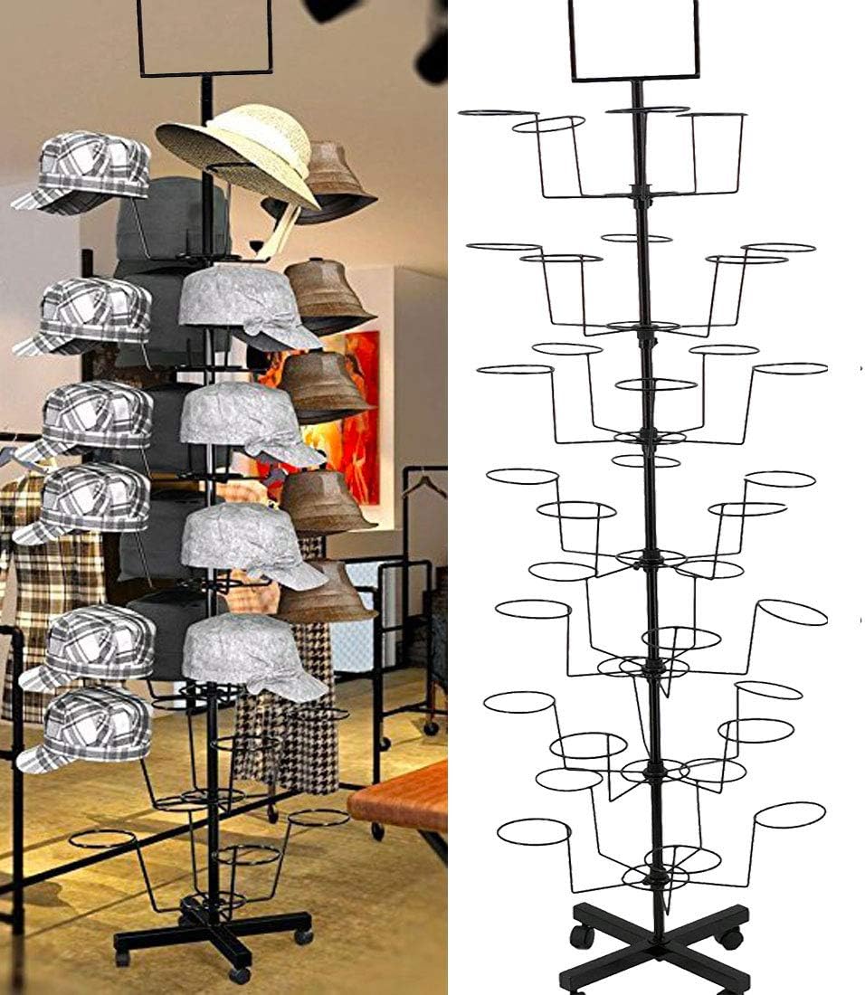 HAT DISPLAY - HAT RACKS - Winter, Baseball, Cowboy, Womens, Mens, Baby - HARD DURABLE HAT STAND RACK - 7 TIER 35 HATS