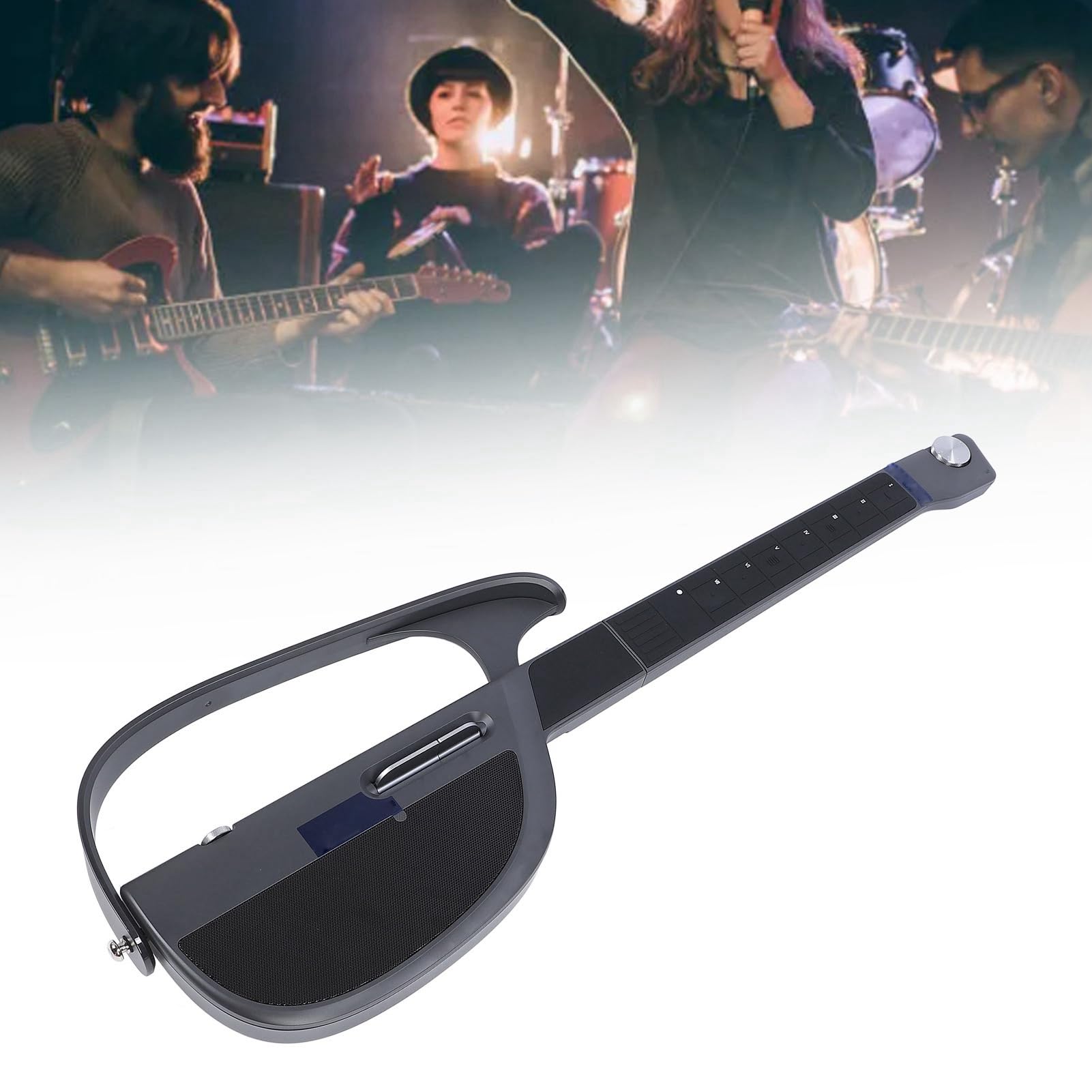 Generic Chitarra Automatica Senza Stringa con più Stili Ritmici, Batteria Duratura per i Musicisti in Viaggio (Grigio scuro)