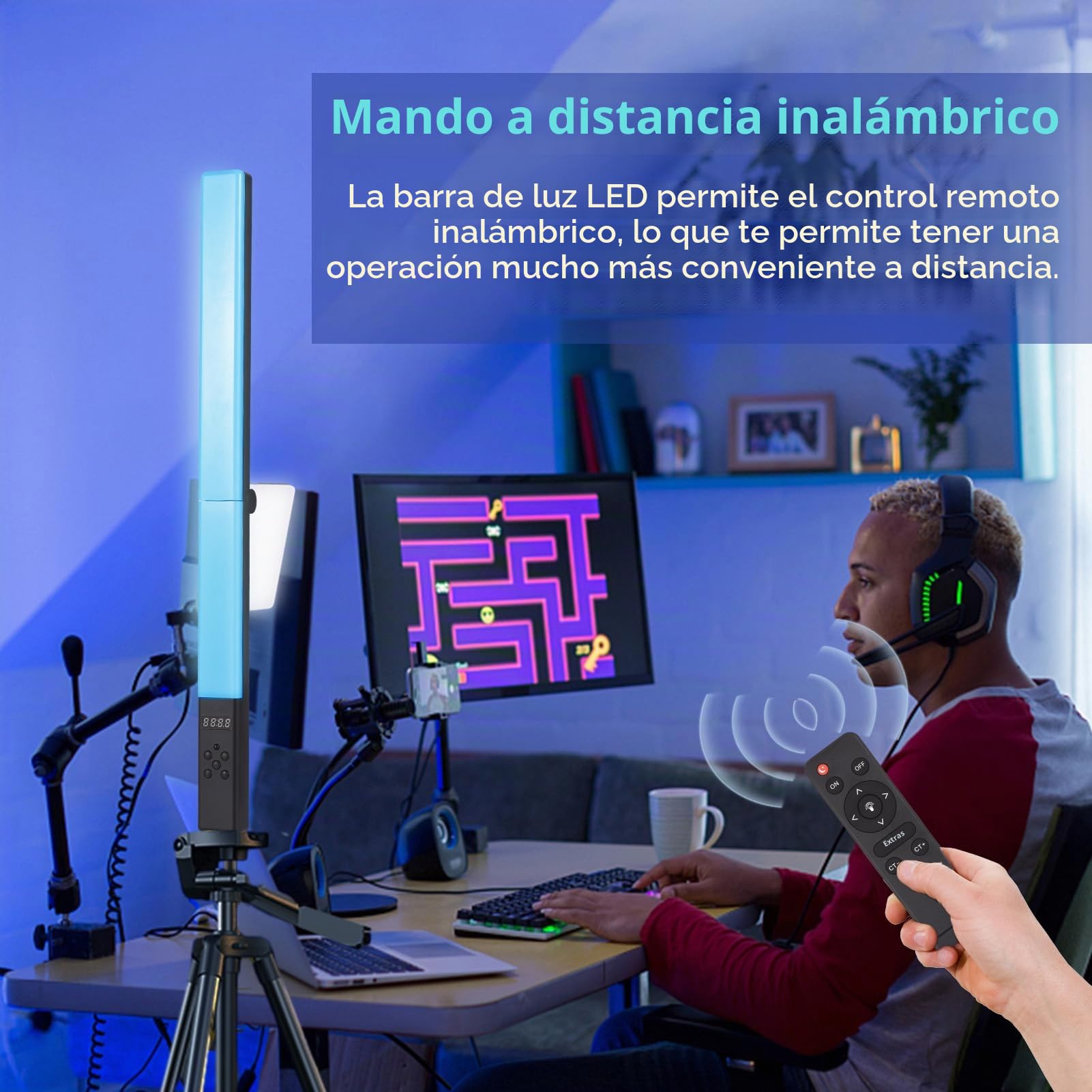 Andoer RGB Luz de Vídeo LED, Barra Plegable 3200K-5500K Regulable Stick Light Tubo de Luz 9 Efectos Alimentado Tipo C con Control Remoto