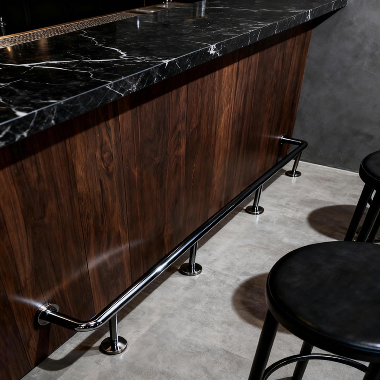 Repose-pieds en acier inoxydable robuste avec matériel de montage, support durable et confortable pour la maison, hôtel, restaurant, pub