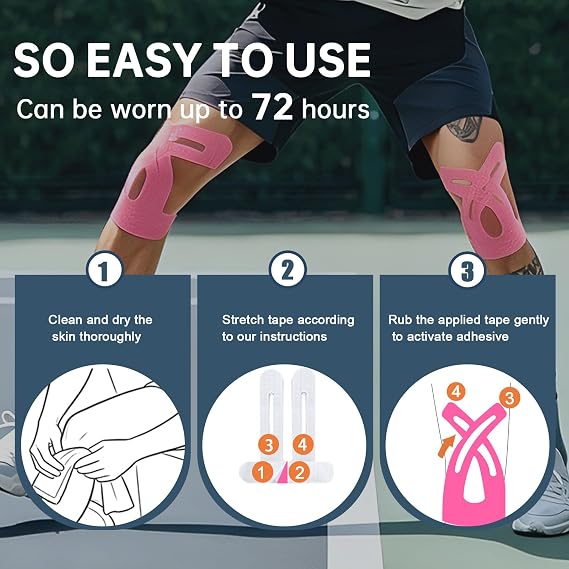 Precut Kinesiology Tape for Knees, 10 Pcs, Pink