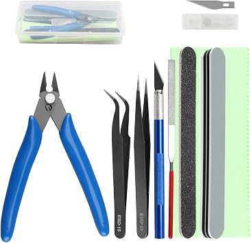 14 PCS Model Making Tool Kit - Hobby Building Tools Set for Plastic Model Kits, Gundam, Car Models, Miniature Assembly and Repairing with Storage Box