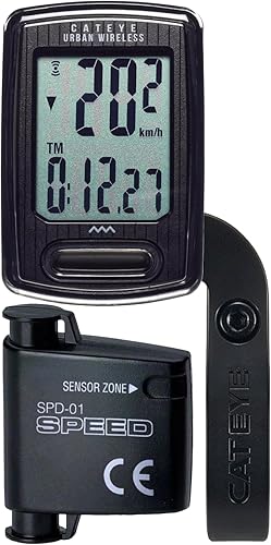 CATEYE Ordenador de bicicleta inalámbrica urbana - Velocímetro analógico y odómetro con seguimiento de calorías, montaje FlexTight, arranque y