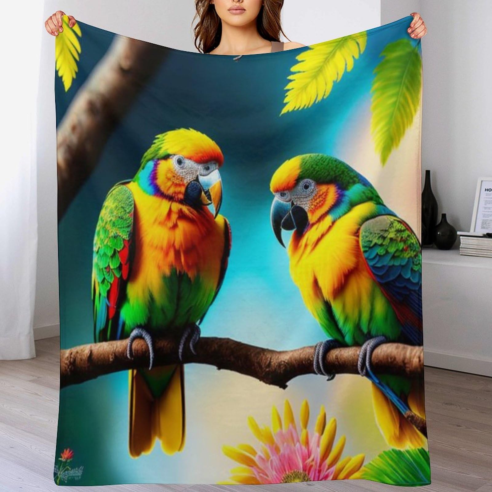 Couverture canapé perroquet chaude et moelleuse pour un confort thermique absolu