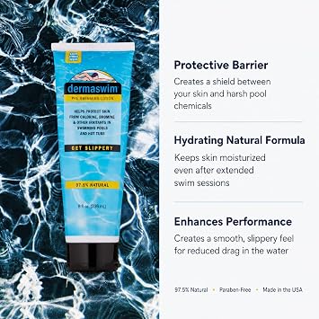 Pre-Swim Lotion for Chlorine Protection 8 fl oz | 97.5% Natural & Paraben-Free | Vitamin-Enriched with Aloe & Green Tea | Shields & Moisturizes Skin Before Swimming in Pools or Hot Tubs