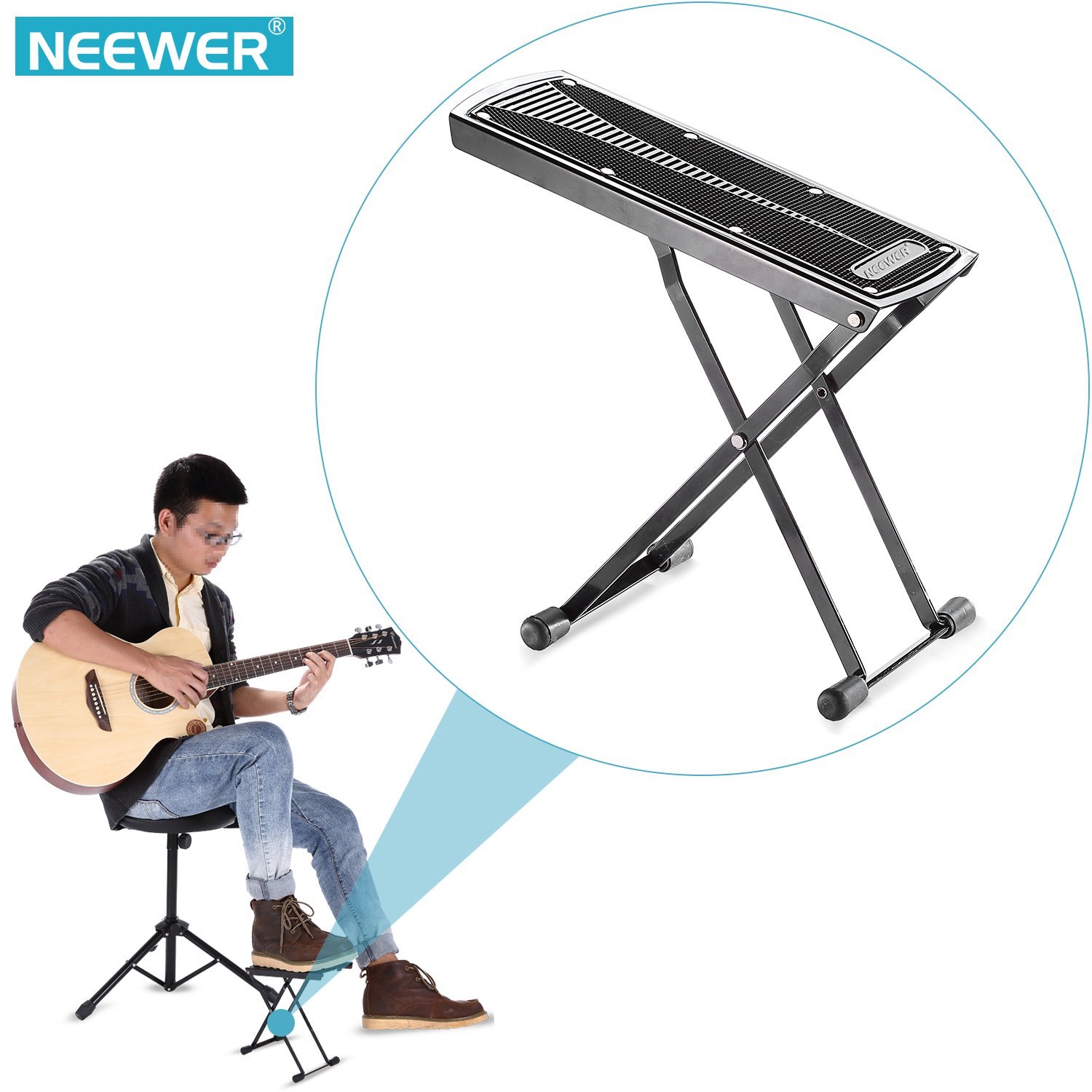 Poggiapiedi Per Chitarra Regolabile Donner - Pieghevole Con Base Antiscivolo - Foto 6