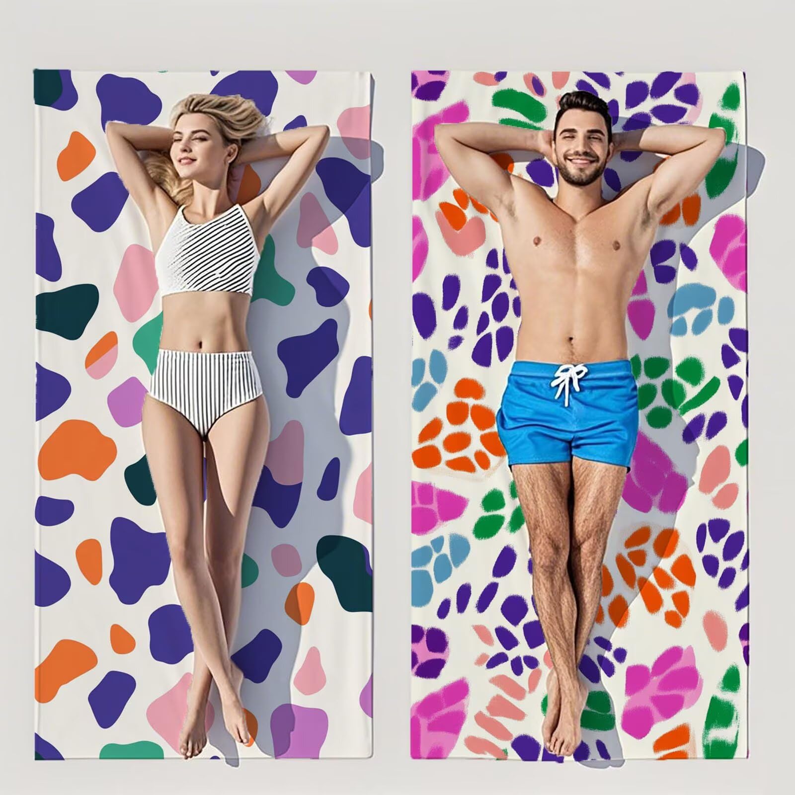 Ręczniki z mikrofibry, kolorowy ręcznik plażowy, duży 100 x 180 cm, ręcznik sportowy, szybkoschnący, chłonny, ręcznik plażowy, mata plażowa, koc piknikowy na podróż, kemping, wakacje, basen M-800