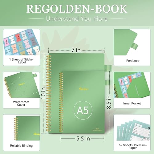 Vista 24 de Libro de recetas para escribir en tus propias recetas, cuaderno de recetas en blanco con pestañas para amantes de la cocina familiar, organizador