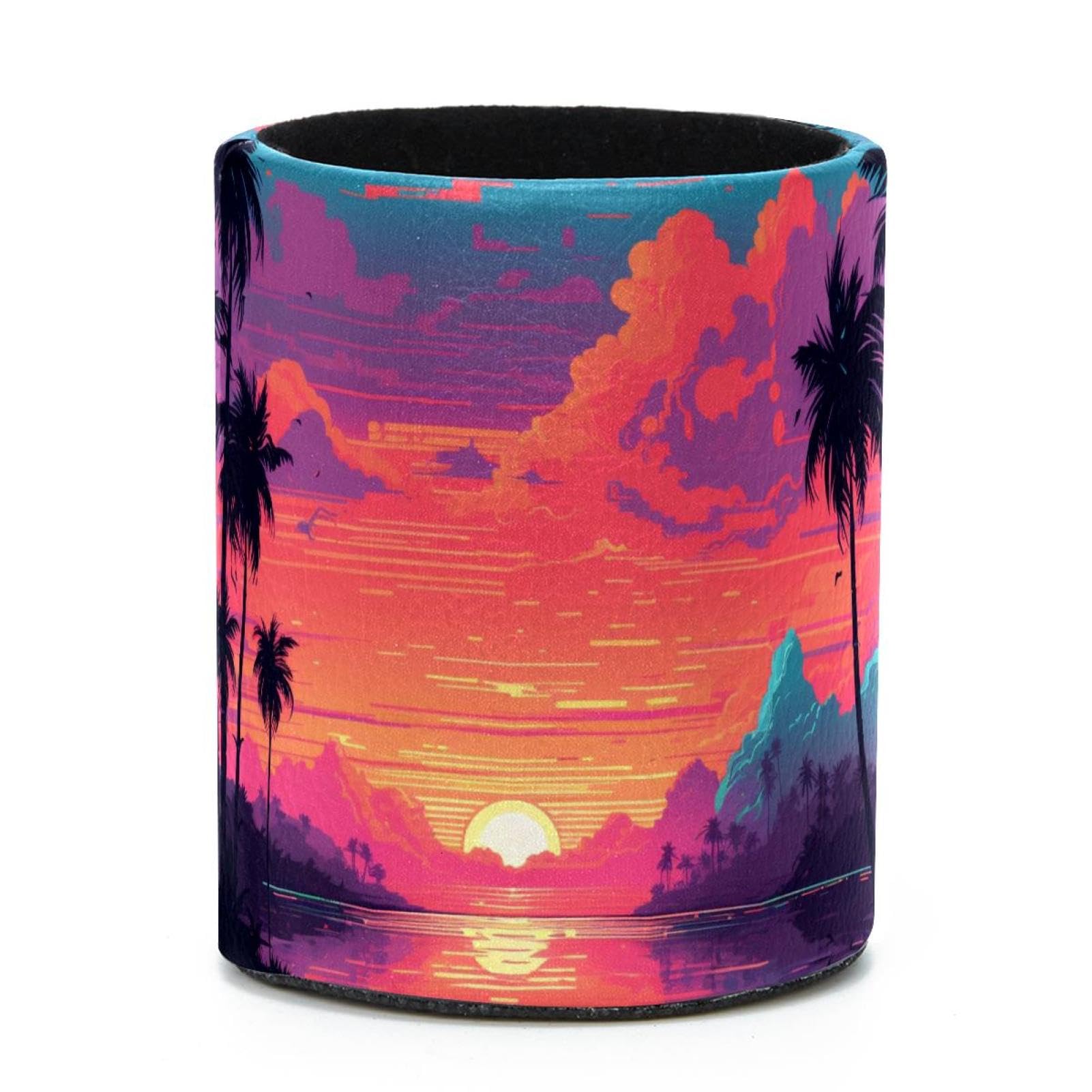 VAPOKF Round Pencil Holders for Desk, Tropical Palms Pen Holders Pen Pot Makeup Brushes Storage Desktop Stationery Supplies Organiser for Home Office