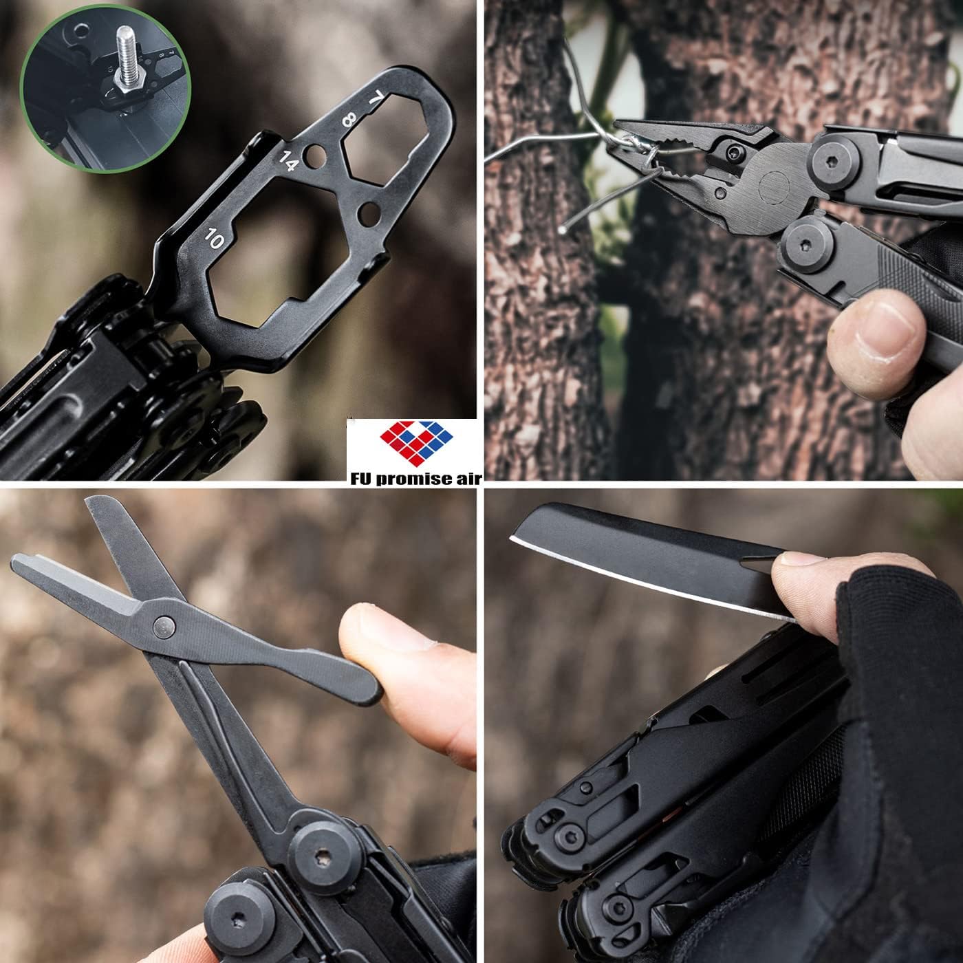 Multi-Purpose Pocket Knife Pliers Kit, Durable Stainless Steel hexagon socket screw for Survival, Camping, Hunting