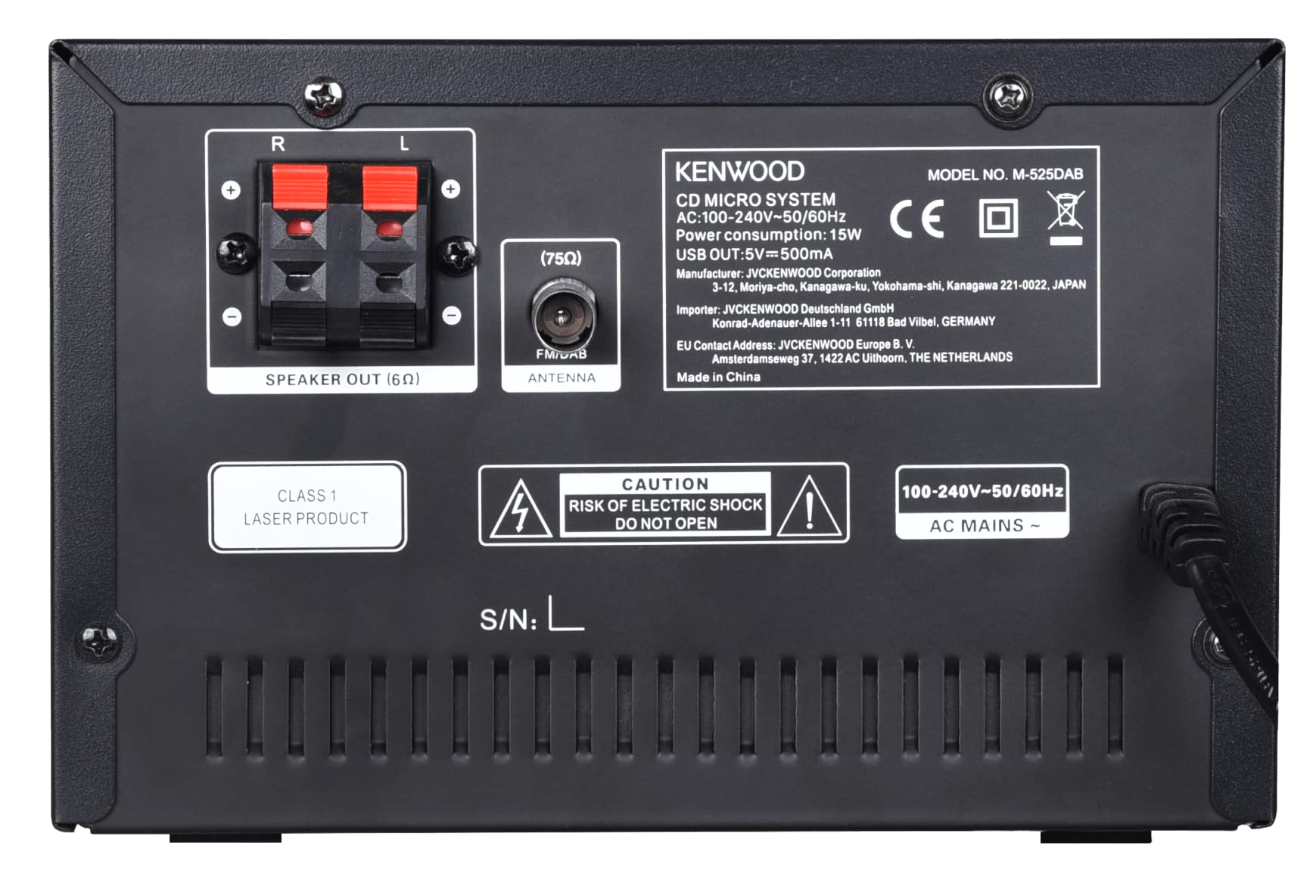 Kenwood M-525DAB - Micro HiFi-System mit CD, USB, DAB+ und Bluetooth Audio-Streaming, 6,1cm TFT-Farbdisplay, Fernbedienung