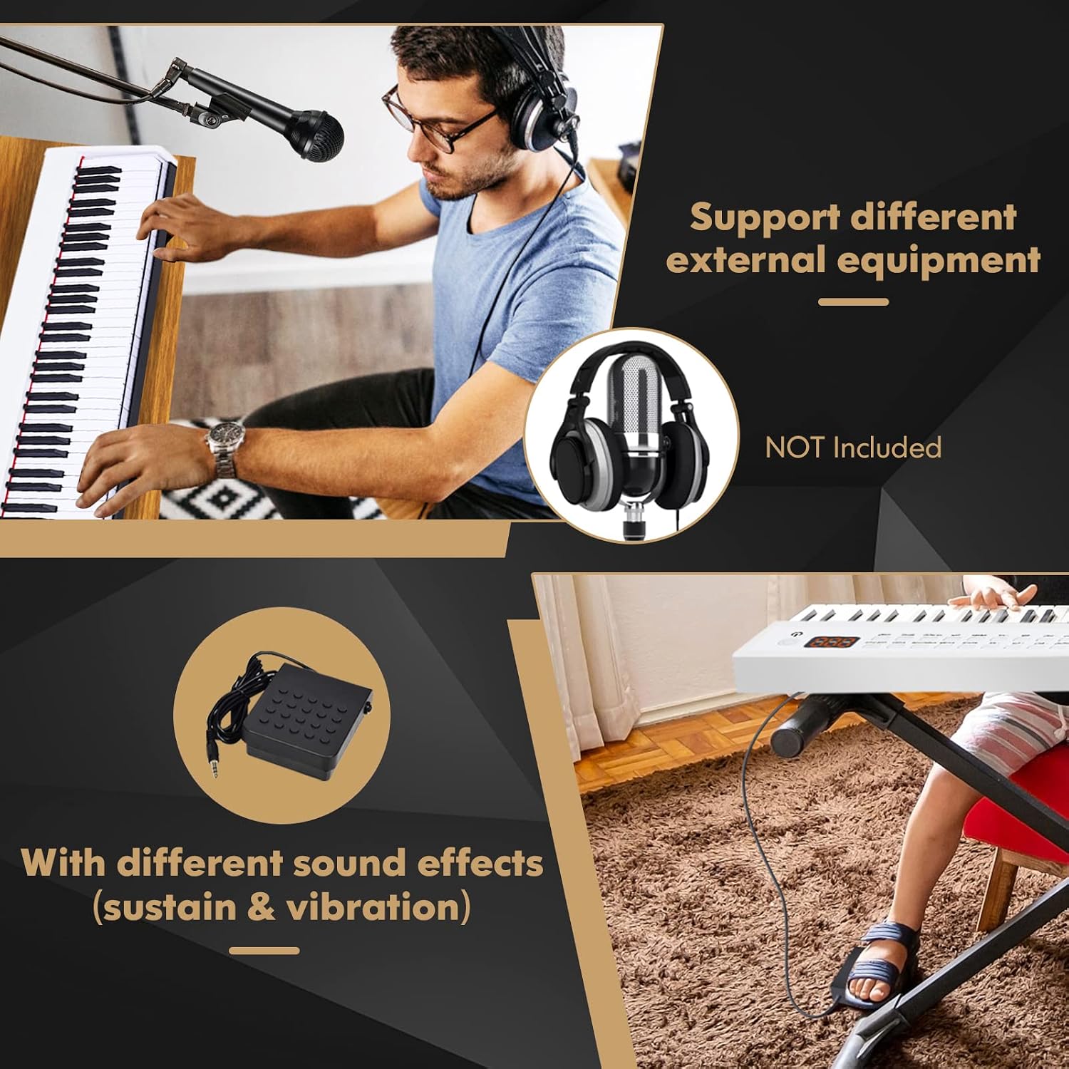 HONEY JOY Digital Piano 88 Key Semi-Weighted, Full Size Portable Electric Piano Keyboard with Sustain Pedal, Bluetooth, Power Supply, MIDI Touch Sensitive Keyboard with Carry Bag (White)