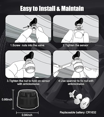 Miniatura 8 de B-Qtech Sistema de monitoreo de presión de neumáticos RV solar inalámbrico TPMS de alto brillo para remolque de viaje autocaravana (0  199 PSI) con