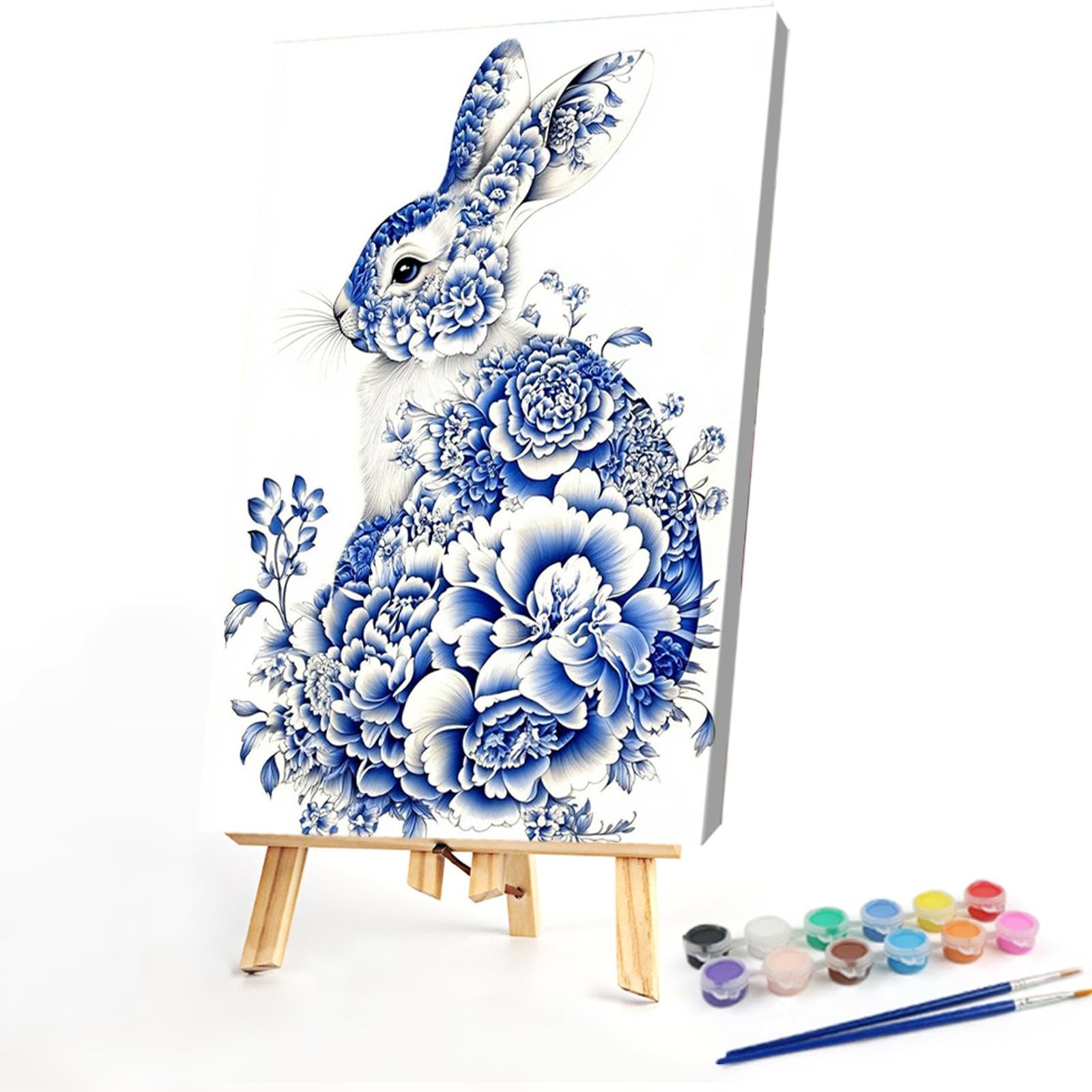 AXNSATRE Paint by Numbers Kit for Adults, DIY Painting by Number, Acrylic Painting Kit for Home Decor, Gifts for Valentine's Day, Christmas, Birthday (Blue Delft Rabbit) 40 * 60cm