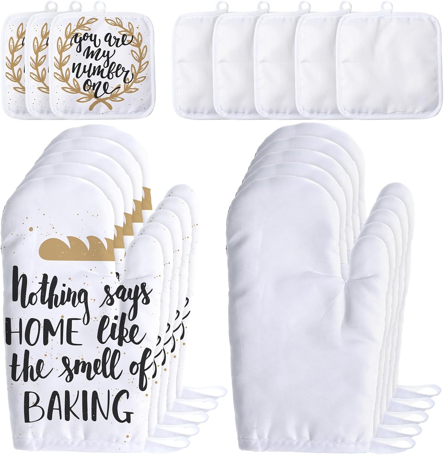 Patelai 50 Pieces Blank Sublimation Oven Mitts Set Include Blank Sublimation Heat Resistance Oven Gloves and Pot Holders for DIY Kitchen Dining Room Accessories