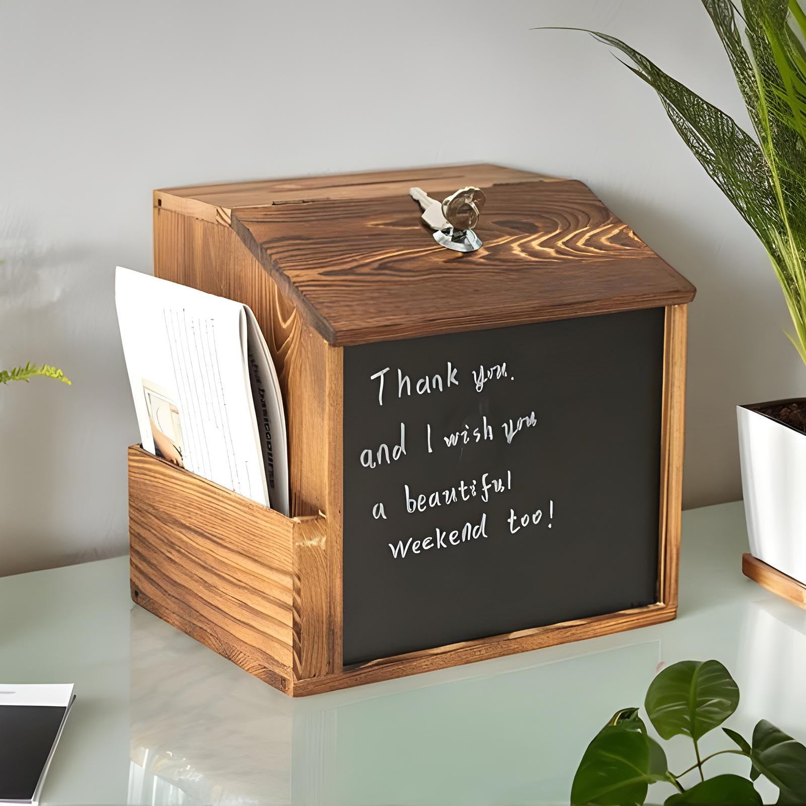Wahlurne Mit | Retro Losboxen | Holz Retro Wandkasten Mit Schreibtafel Für Spendensammlung Kirche Verlosung Briefe Gemeinde Charity Events