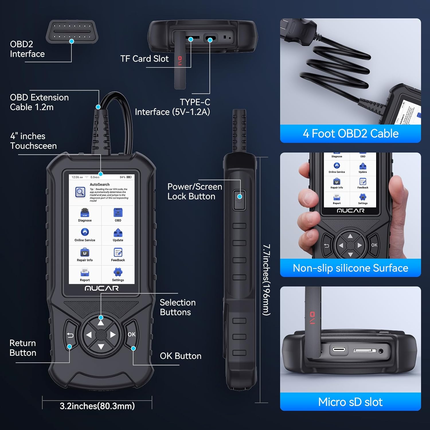 MUCAR CDE900S Bidirectional Scan Tool Fit for Ford, OEM Full Systems Car Code Reader, All Services, Bi Directional OBD2 Scanner with ECU Coding, Wireless Update