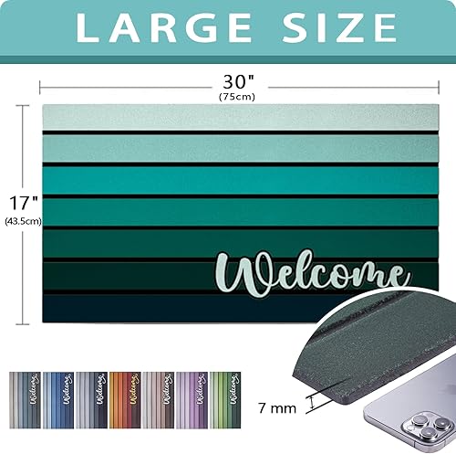 Miniatura 3 de Bulijojo Tapete grande para puerta de entrada, color verde salvia, de 17 x 30 pulgadas, tapete de entrada para puerta delantera, resistente al aire