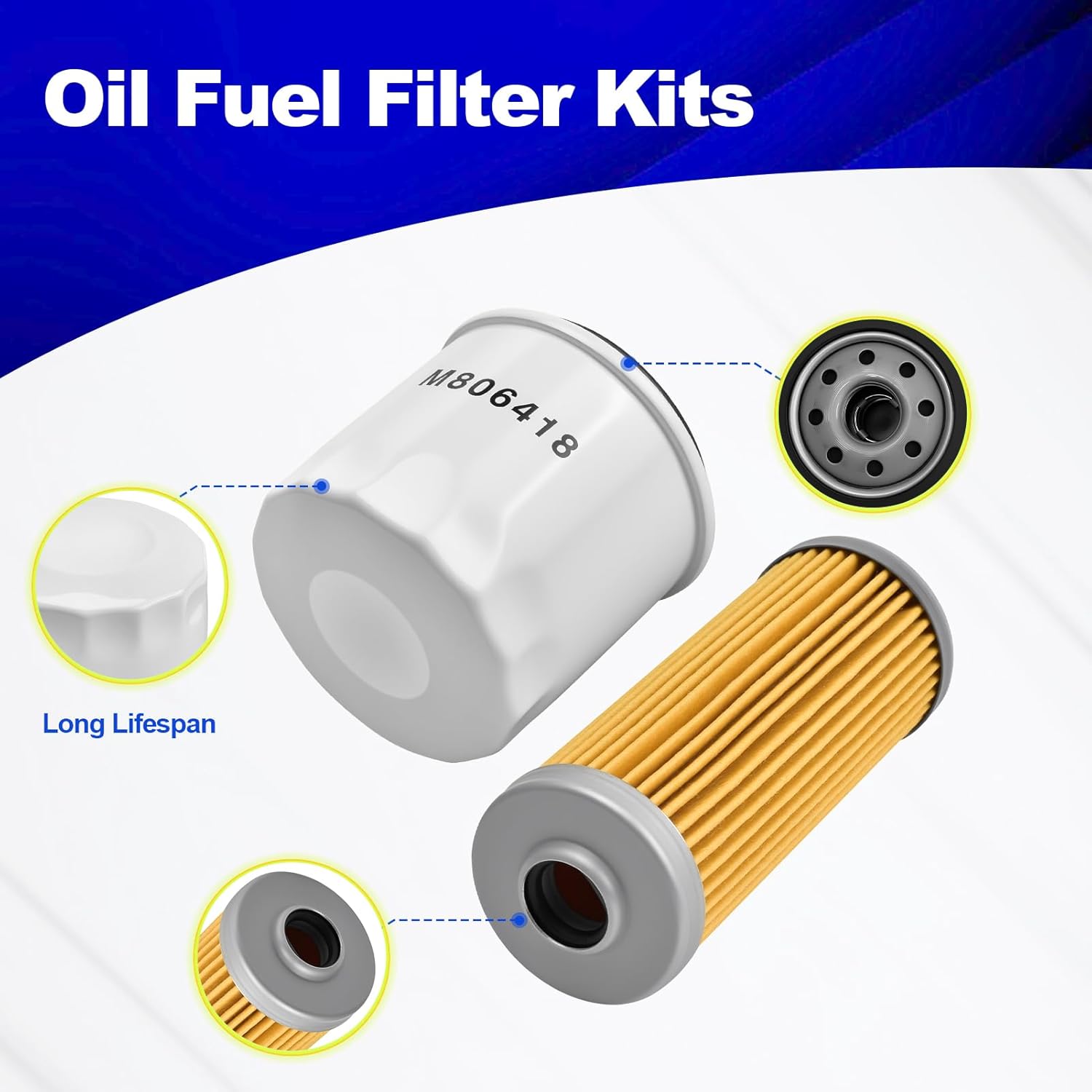 Oil Fuel Filter Kit Compatible with John Deere 375 755 756 770 790 655 850 855 900 950 1023E 1025R 1026R 1050 1050E 2025R 2026R 2305 2320 Tractor Part Numbers M801101 MIU804763 8970713480 CH10479