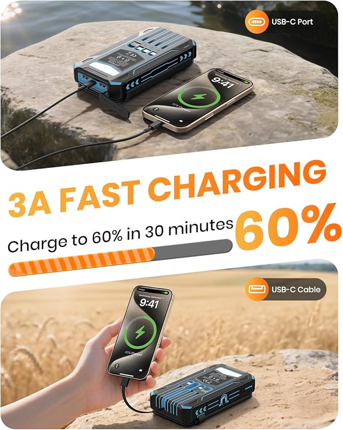 Cargador Solar SOARAISE 48000mAh Inalámbrico Portátil con 4 Paneles miniatura 4
