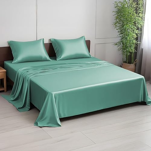 Linenwalas Juego de sábanas de alta calidad 100% viscosa derivada de bambú, ultra suave, transpirable y refrescante, ideal para personas que duermen