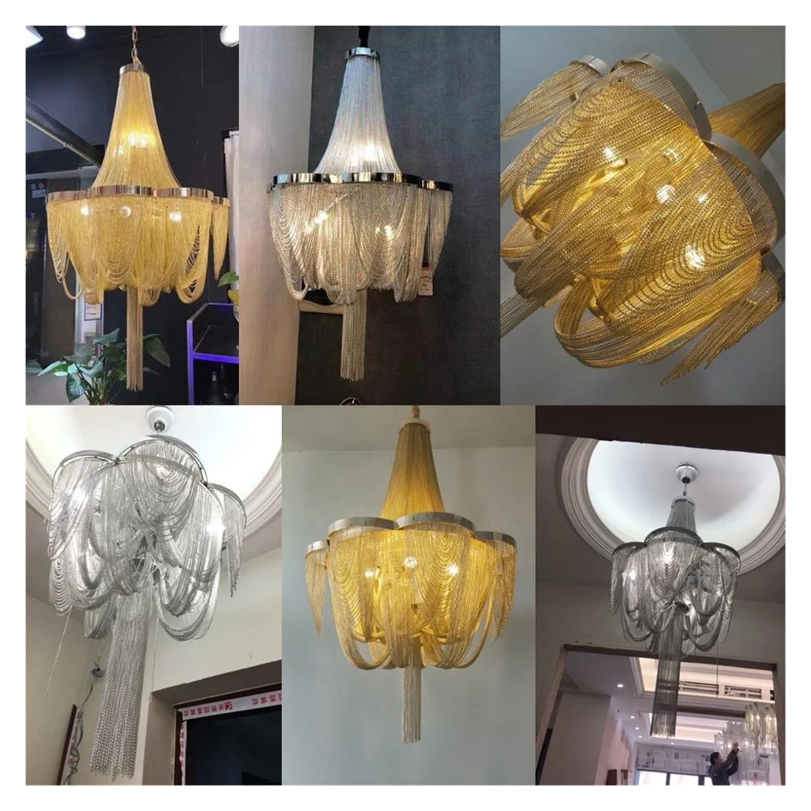 Nowoczesne srebrne oświetlenie wiszące do salonu Luksusowe złote lampy wiszące z frędzlami Nowoczesne Beauty Comes