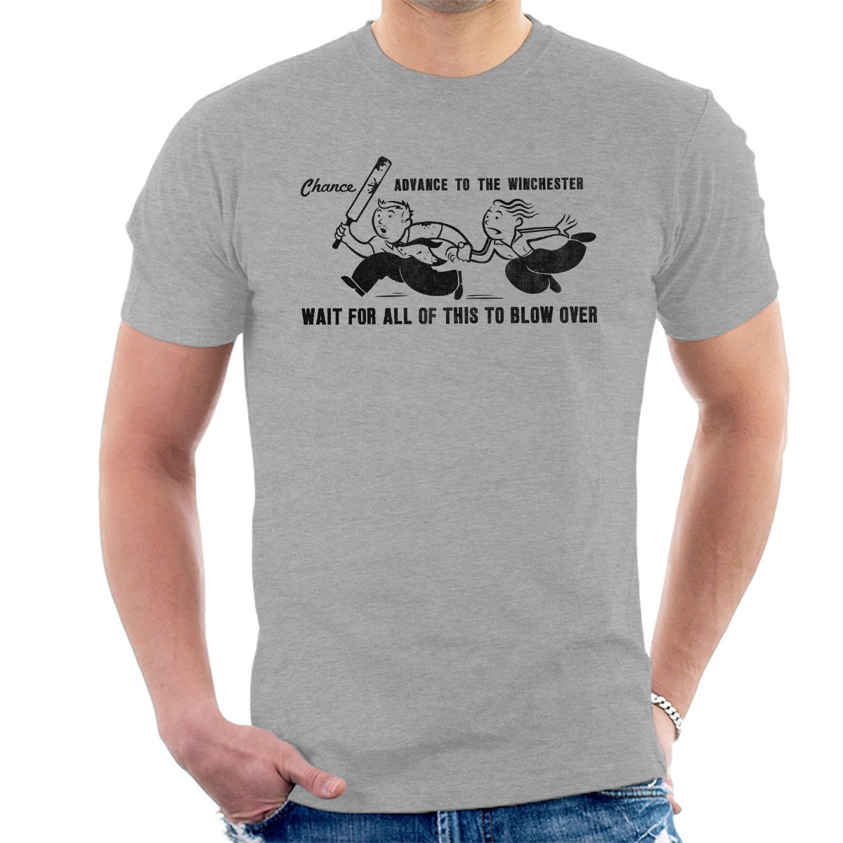 Cloud City 7 Men's Heather Grey Shaun Monopoly Shaun Of The Dead T-Shirt