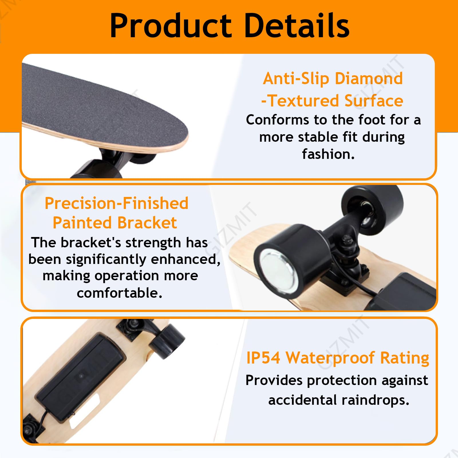 Skateboard électrique 24 km/h, Longboard électrique, autonomie de 13 km, Moteur sans balais 450 W avec télécommande sans Fil, Plateau en érable 7 Plis