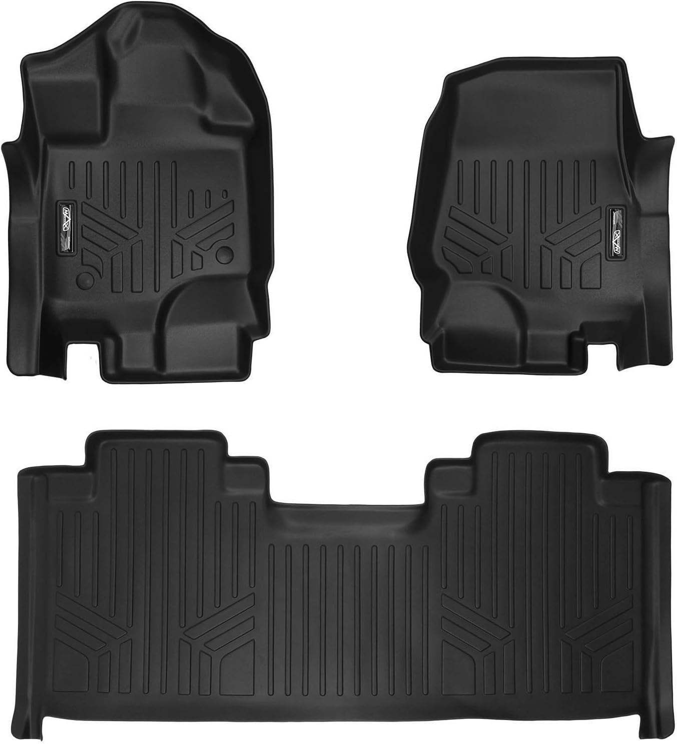 MAXLINER Floor Mats 2 Row Liner Set Black for 2015-2018 Ford F-150 SuperCab with 1st Row Bucket Seats