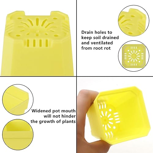 Miniatura 4 de foxany 30 macetas de 3 pulgadas para vivero, macetas cuadradas de plástico grueso para plantas de flores, macetas de plántulas, macetas de inicio de