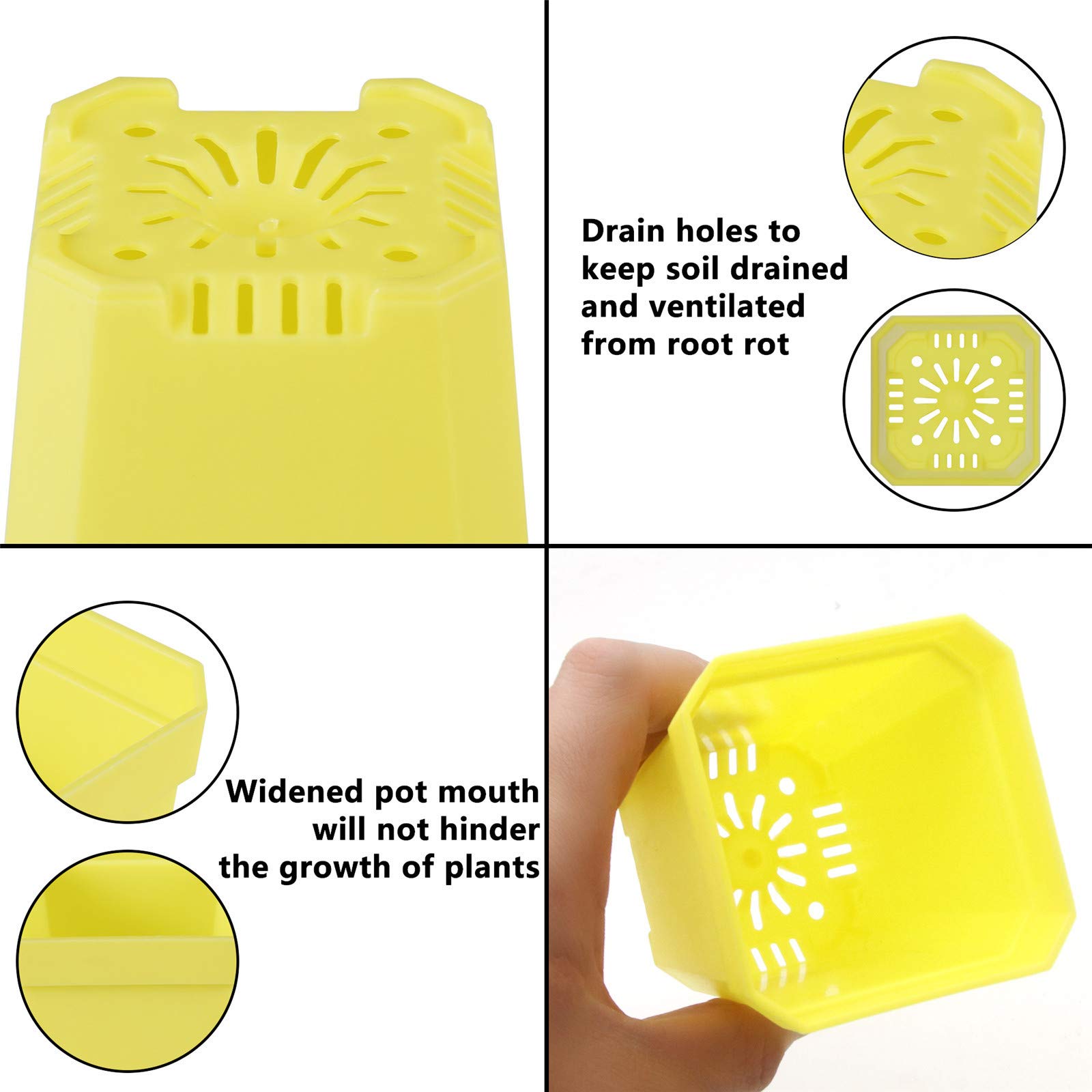30 szt. 7,6 cm doniczka na rośliny, grube plastikowe kwadratowe kolorowe doniczki do sadzenia kwiatów, doniczki na sadzonki, doniczki początkowe z podstawkami - wiele 30 szt
