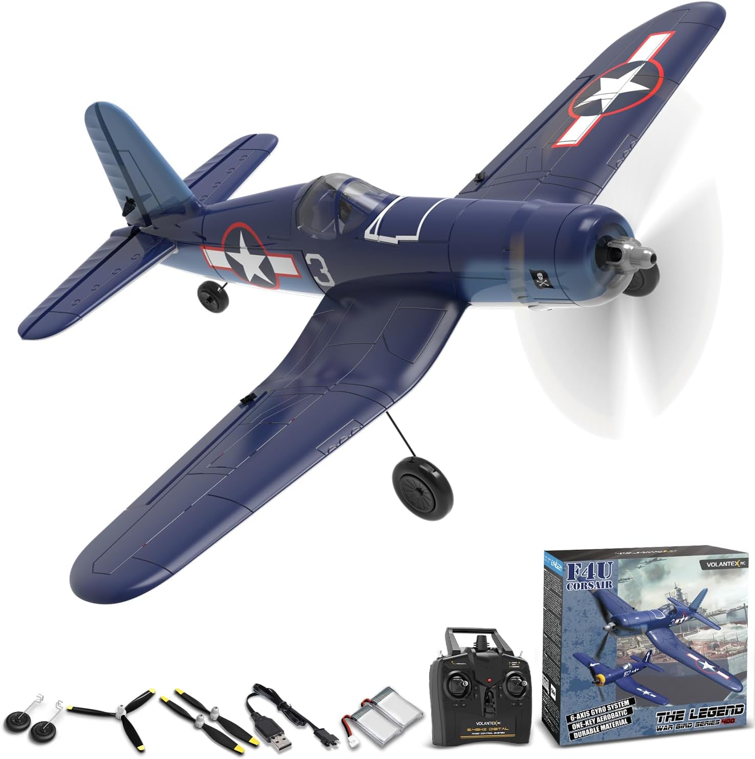RC Plane for Beginners, 4CH WWII RC Airplane F4U Corsair with Aileron, 2.4Ghz Remote Control Plane with Xpilot Self Righting & One Key Aerobatic & Upgraded Canopy (761-8V2 RTF)