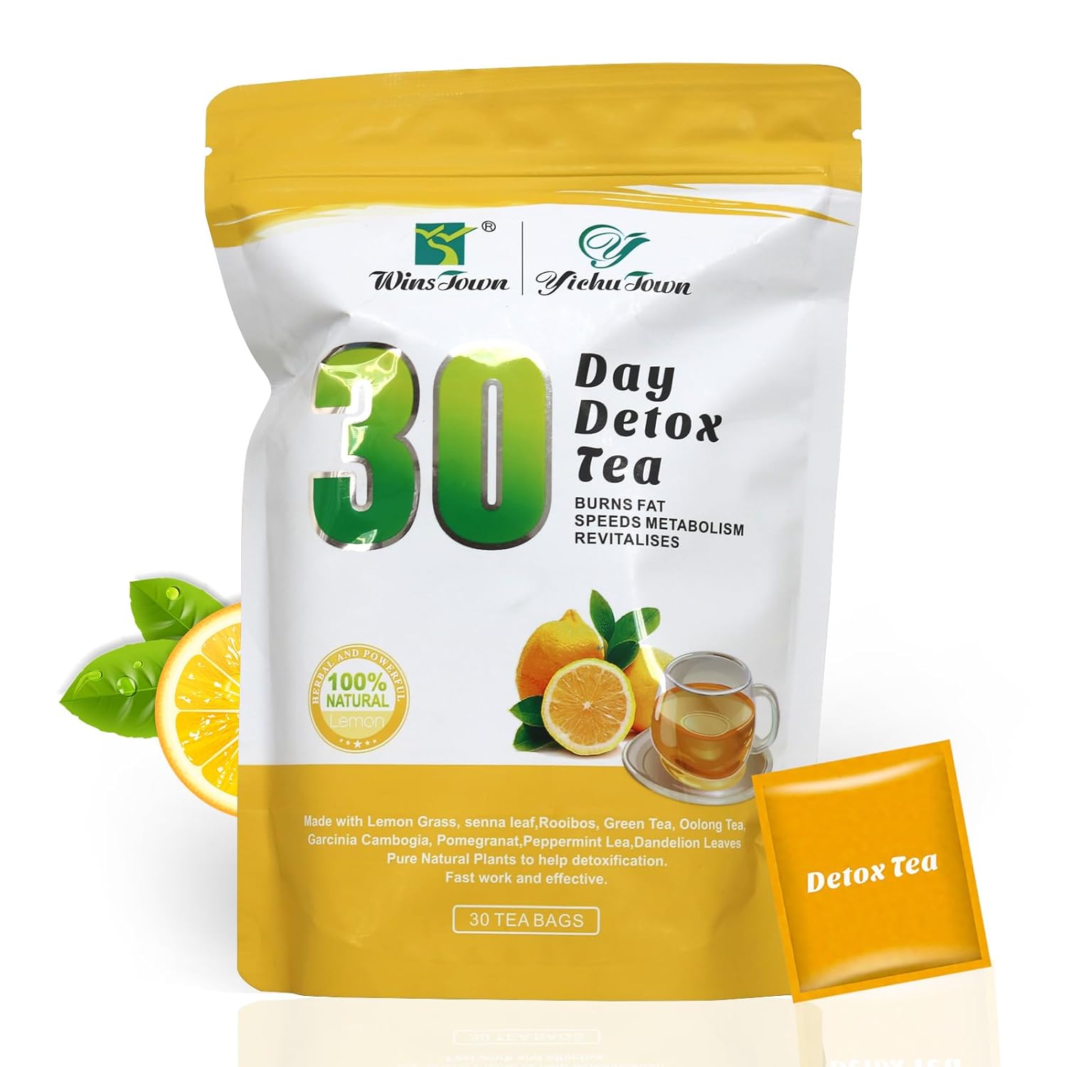 Wins Town 30 Days Detox Tea - Herbal Blend to Support Colon Cleanse, Blood Purifier & Whole body Detox, 30 Tea Bags