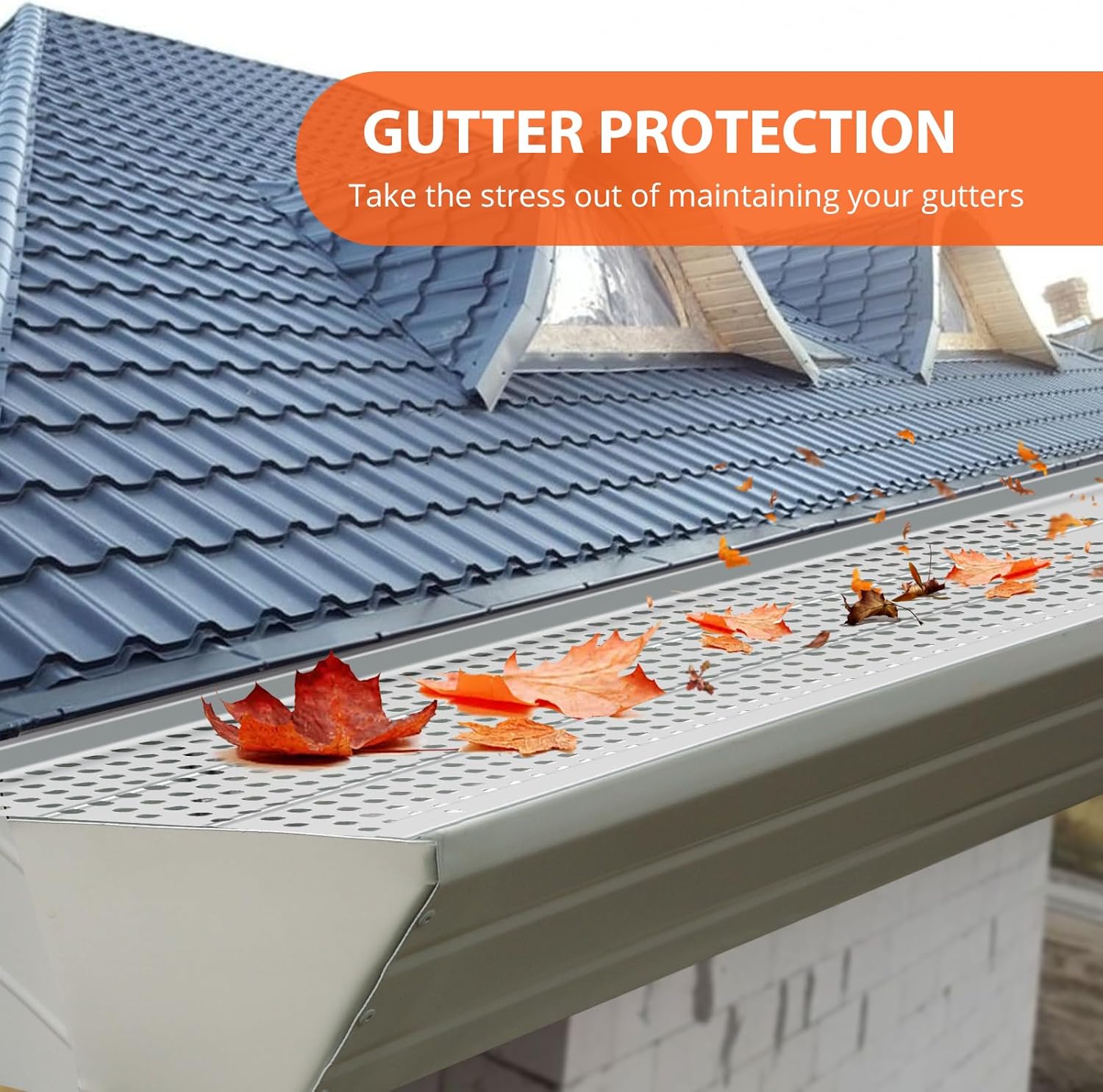 Zstar Gutter Guard 5 inch, 26 PCS 104 ft Total Length, Aluminum Leaf Filter Easy DIY Gutter Cover System, Protection Mill Finish, 0.157'' Hole Diameter, Gutter Guards Fits Any Roof or Gutter Type