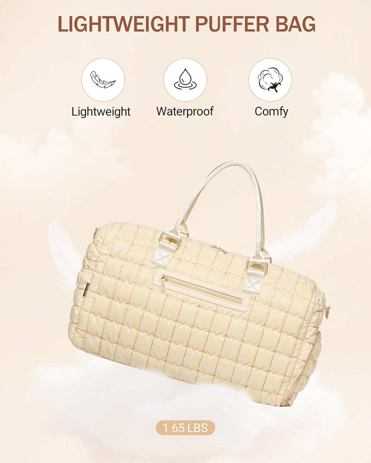 Duffle Bag for Travel, Weekender Bag with Shoe Compartment, Carry On Overnight Bag for Women with Toiletry Bag, Gym Bag with Wet Pocket, Hospital Bags for Labor and Delivery Beige - Image 2
