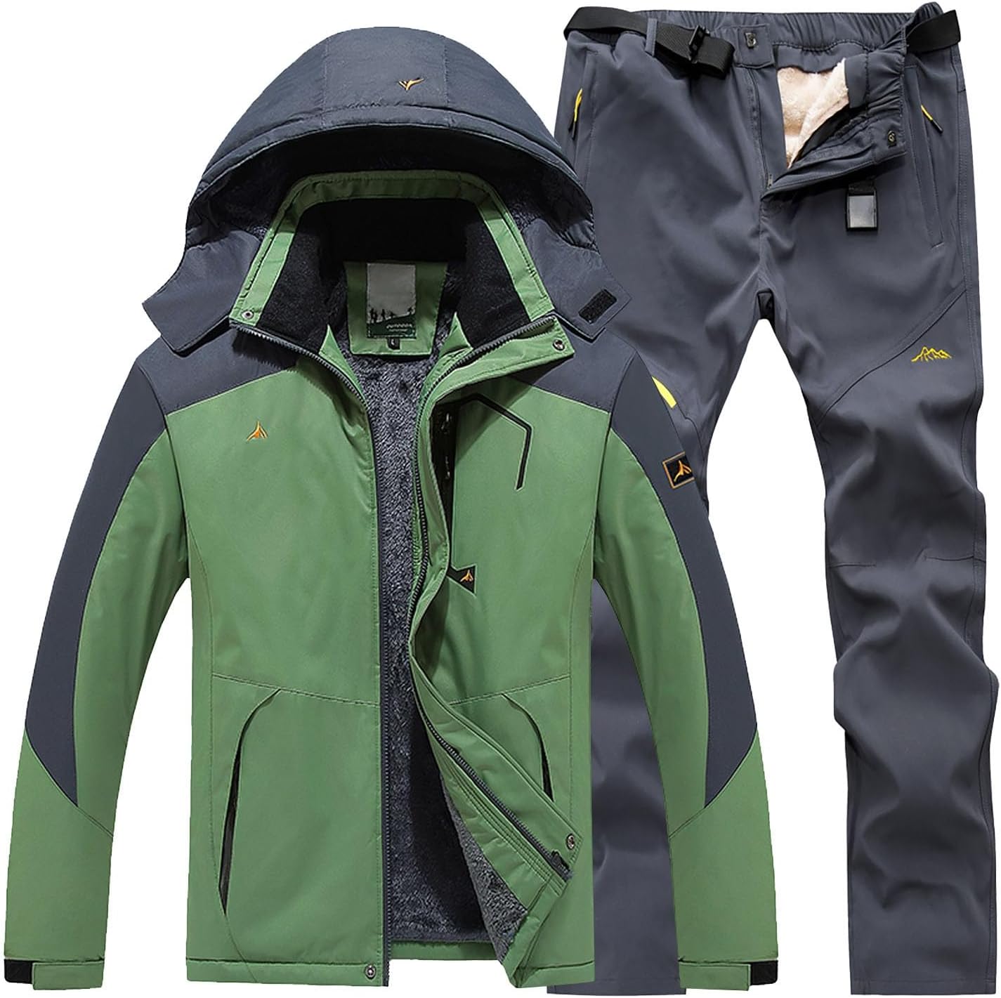 Buddhi Men 2023 Ski Jacket and Pant Set Fall Winter Warm Waterproof Windproof Hooded Snow Coat 2 Pieces Snowboarding Snowsuit