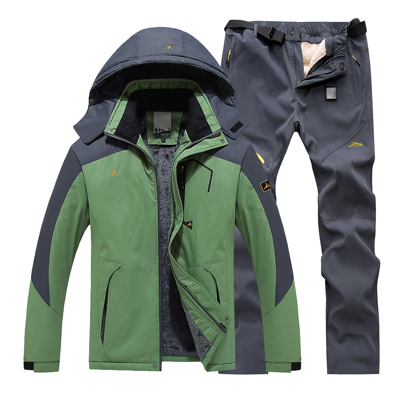 Buddhi Men 2023 Ski Jacket and Pant Set Fall Winter Warm Waterproof Windproof Hooded Snow Coat 2 Pieces Snowboarding Snowsuit