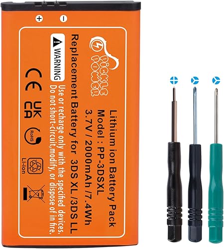 Pickle Power Batería 3DS XL SPR-003, repuesto de batería mejorada de 2000 mAh para Nintendo 3DS XL, consola 3DS LL con kit de herramientas (no para