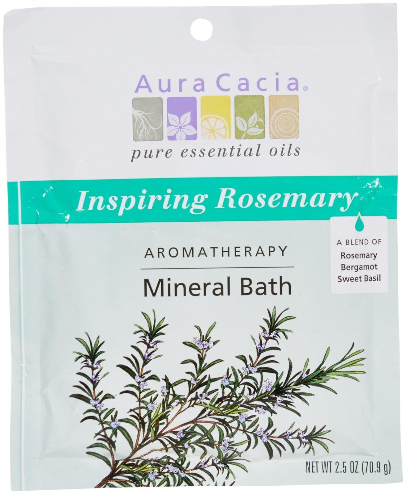 Aura Cacia Aromatherapy Mineral Bath, Inspiring Rosemary, 2.5 Ounce Packet (Pack of 3)