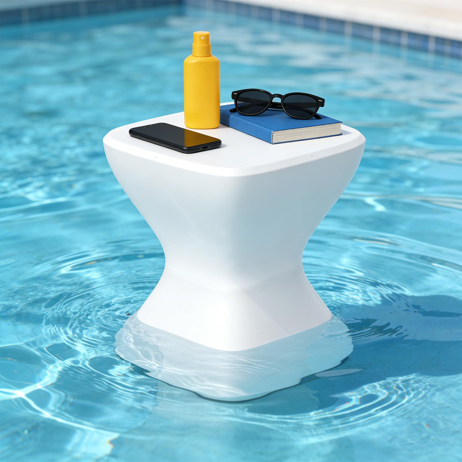 Photo 1 of ***DAMAGED*** Aquenelle Outdoor Side Table - White Polyethylene Pool Table