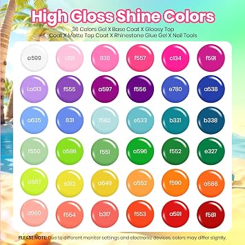 Beetles Fall Gel Nail Kit, Mystic Wonderland Polish Set, 36 Colors Burgundy Brown Orange Red with Set - Neon Pink Green Blue Yellow for Women