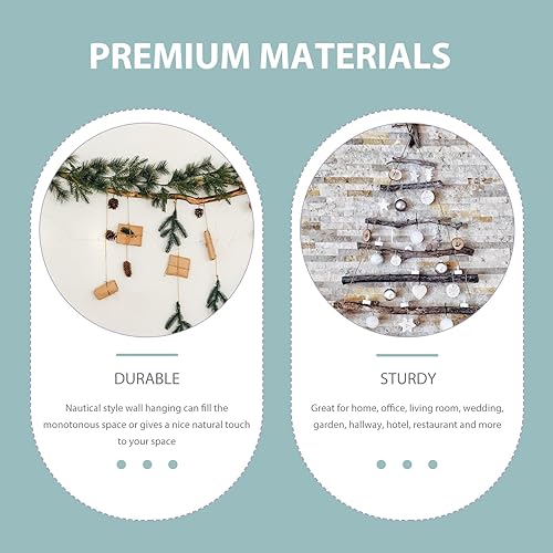 Miniatura 5 de Happyyami Guirnalda náutica mediterránea de madera con diseño de conchas marinas, diseño para el océano y el mar, decoración de bandeja cansada