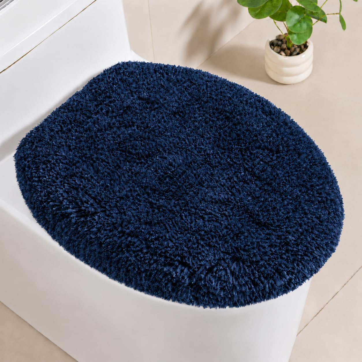 Microfiber Elongated Toilet Seat Cover, 19.5"x15" Machine Washable