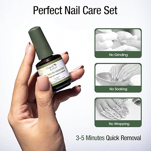 Miniatura 6 de Candy Lover Kit removedor de esmalte de uñas de gel, cinta de látex líquido y removedor de esmalte de gel con empujador de cutículas y lima de uñas,