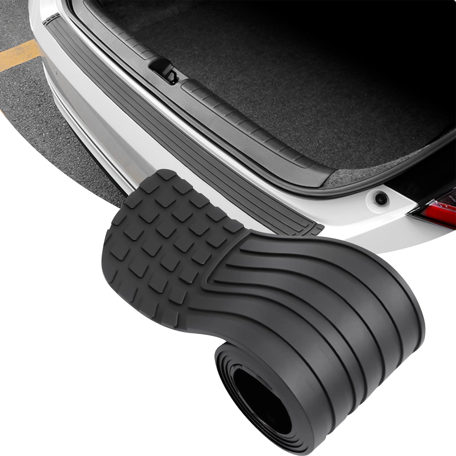 WANJUNSHANGMAOYOUXIAN Rear Bumper Protector for Ford Focus IV/Turnier (AB Bj.2018), Waterproof Anti Scratch Rubber Guard Sill Plate Cover Trim Boot Edge Scratch-Resistant Guard