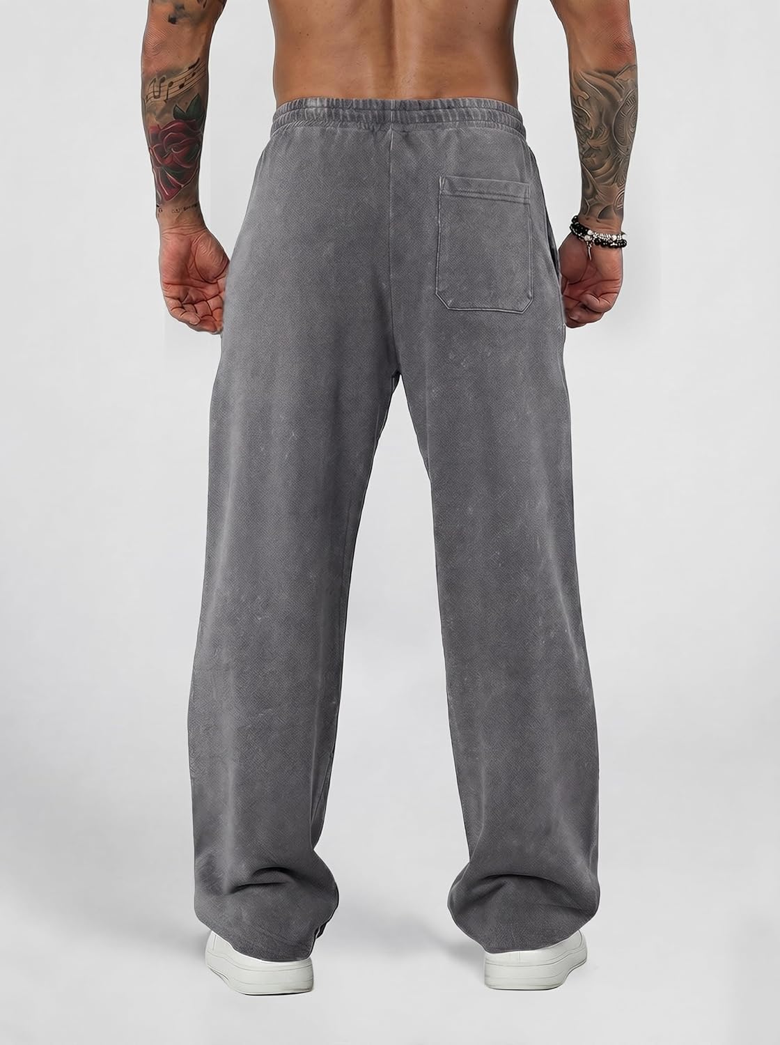 JMIERR Men's Baggy Sweatpants Wide Leg Acid Washed Cotton Casual Pants