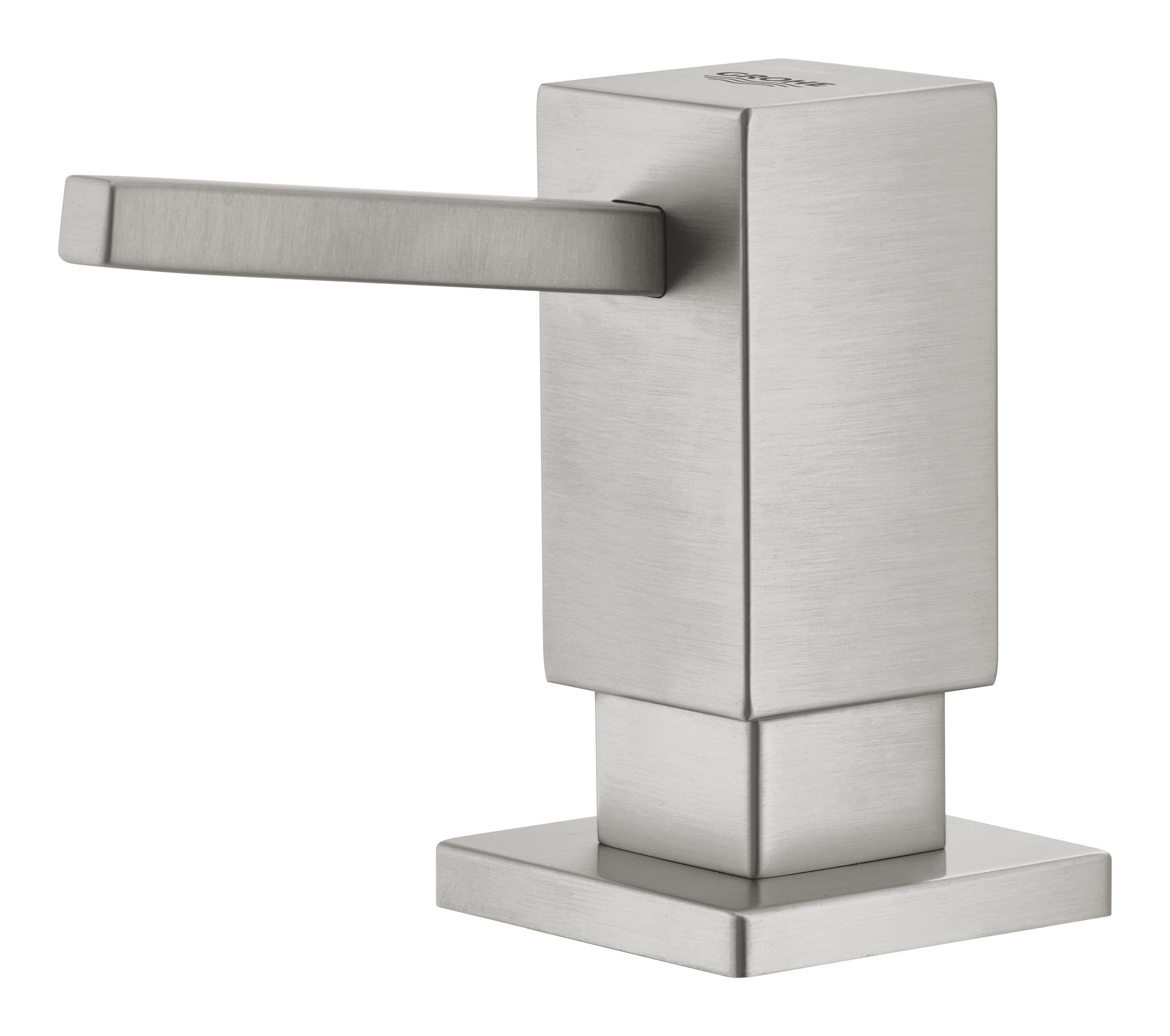 Ronde afwasmiddeldispenser voor op het aanrecht met metalen standaard