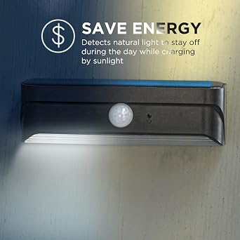 Home Zone Security Solar Step Lights - Motion Sensor LED Outdoor Deck and Step Lights with No Wiring Required, 2-Pack, Black (ELI0989V)