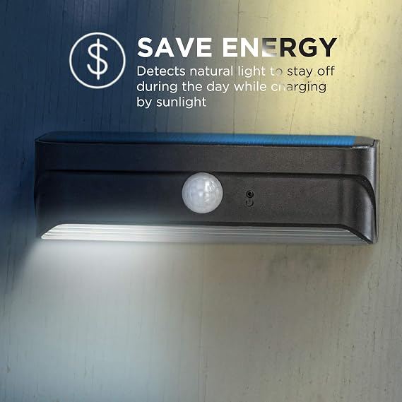 Home Zone Security Solar Step Lights - Motion Sensor LED Outdoor Deck and Step Lights with No Wiring Required, 2-Pack, Black (ELI0989V)